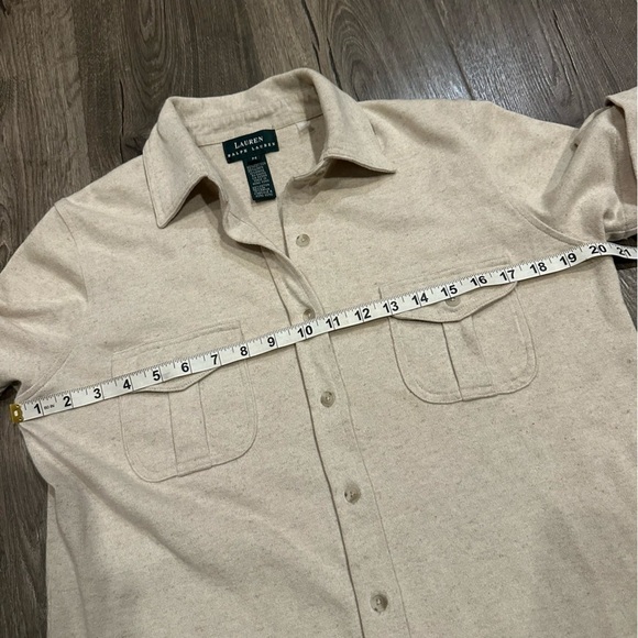 Lauren Ralph Lauren Size M Natural Oatmeal Linen Cotton Shirt Dress Button Knee - Picture 8 of 10
